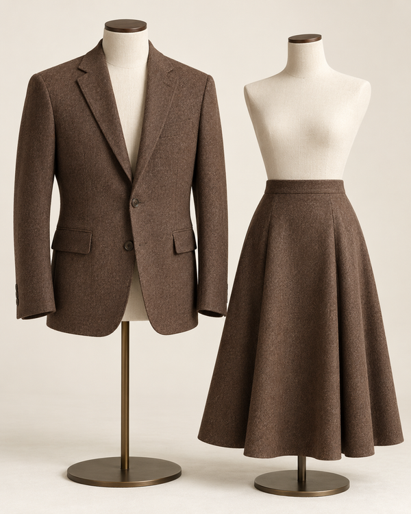 Coordinated brown wool outfit in Grabie Flannel, style 609_1377